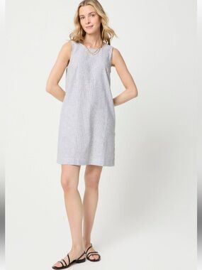 J. Crew Factory Striped Linen Sleeveless Mini Dress Coastal Chic Beachy Size 12